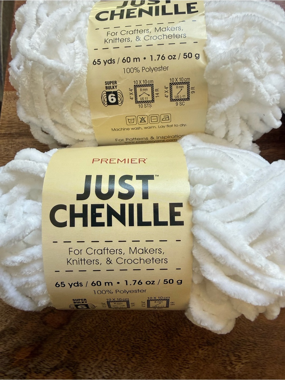 Premier Just Chenille Plush Yarn Skeins in White - Picture 2 of 6